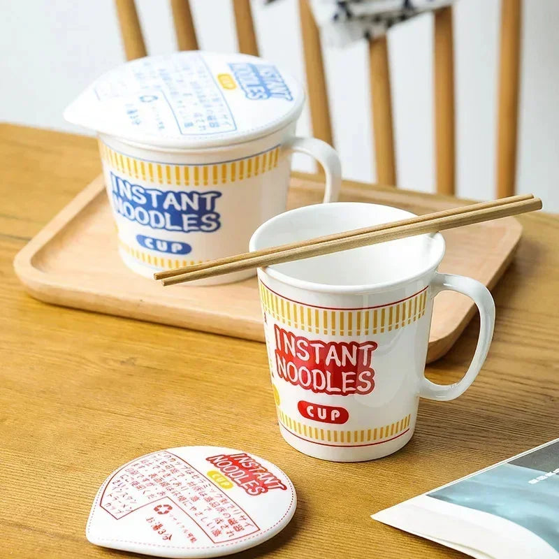 Two instant noodles kawaii ramen bowls on a table