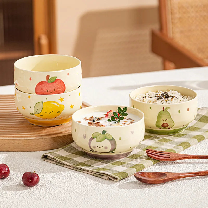 A set of kawaii bowls in various designs