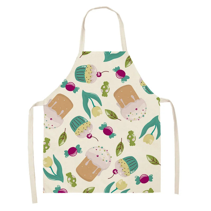 Children's kawaii apron with ice cream and candy pattern on a white background
