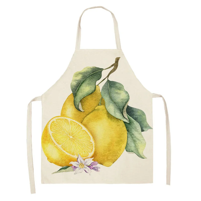 Kawaii apron with lemon design on a white background