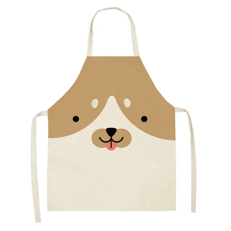 Children's kawaii apron with a dog face design on a white background