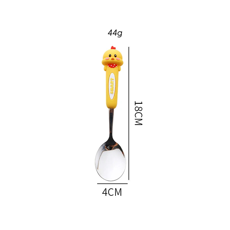 A chicken shaped kawaii spoon against a white background