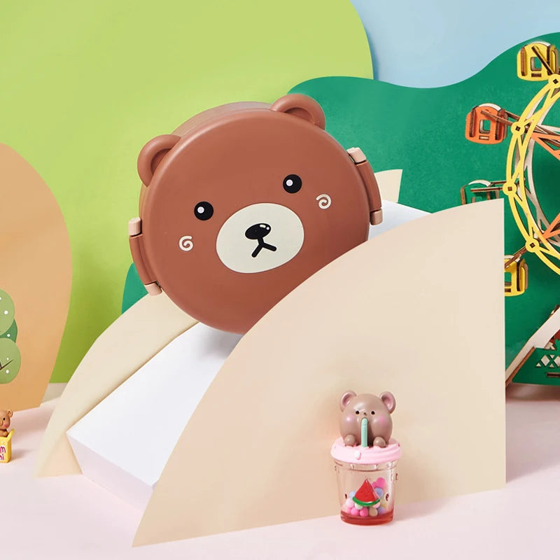 Bear-themed kawaii food containers with a colorful background featuring a Ferris wheel.