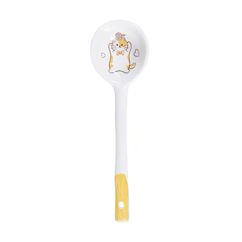 A cat designed kawaii spoon on a white background