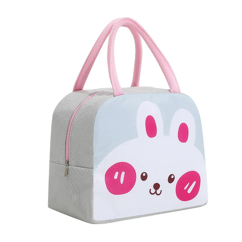 Children's kawaii lunch bag with a cartoon bunny design on a white background