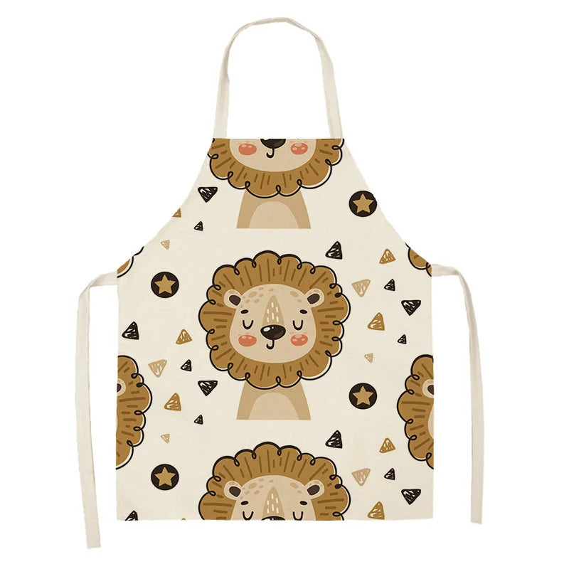 Children's kawaii apron with lion pattern on a white background