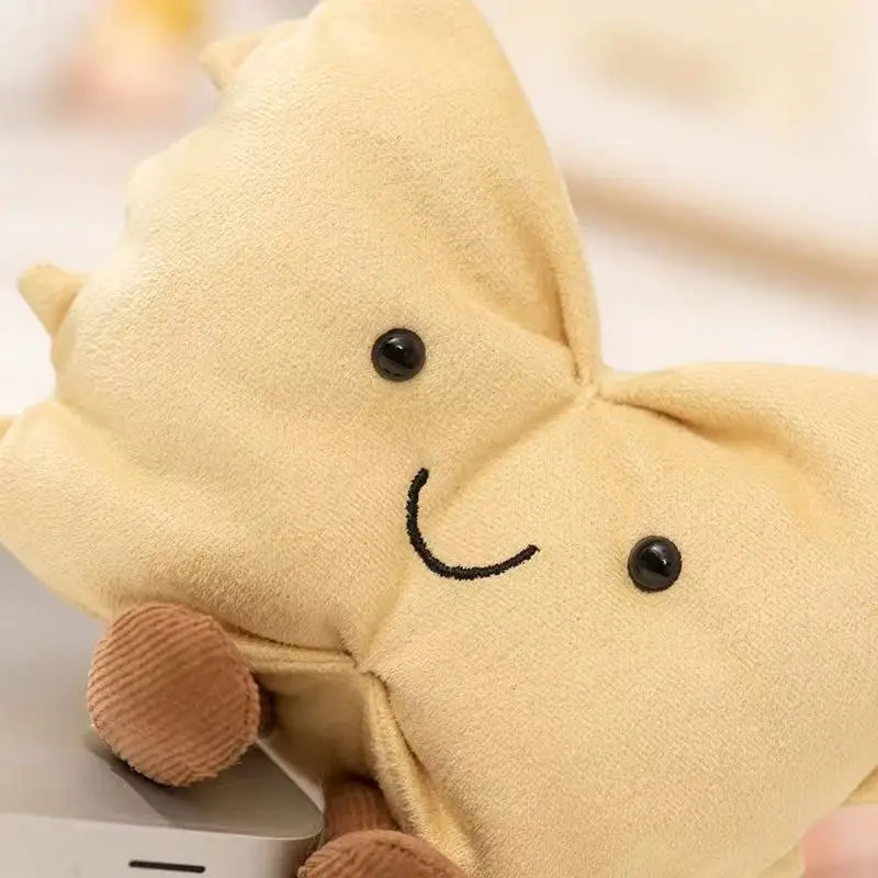 Kawaii plush toy with a smiling face on a white background