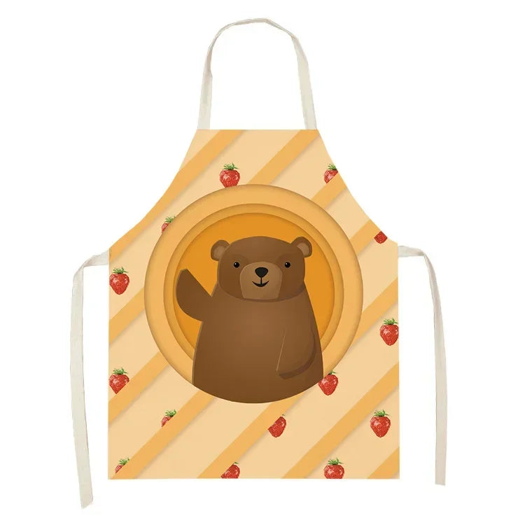 Children's kawaii apron with a bear design on a white background