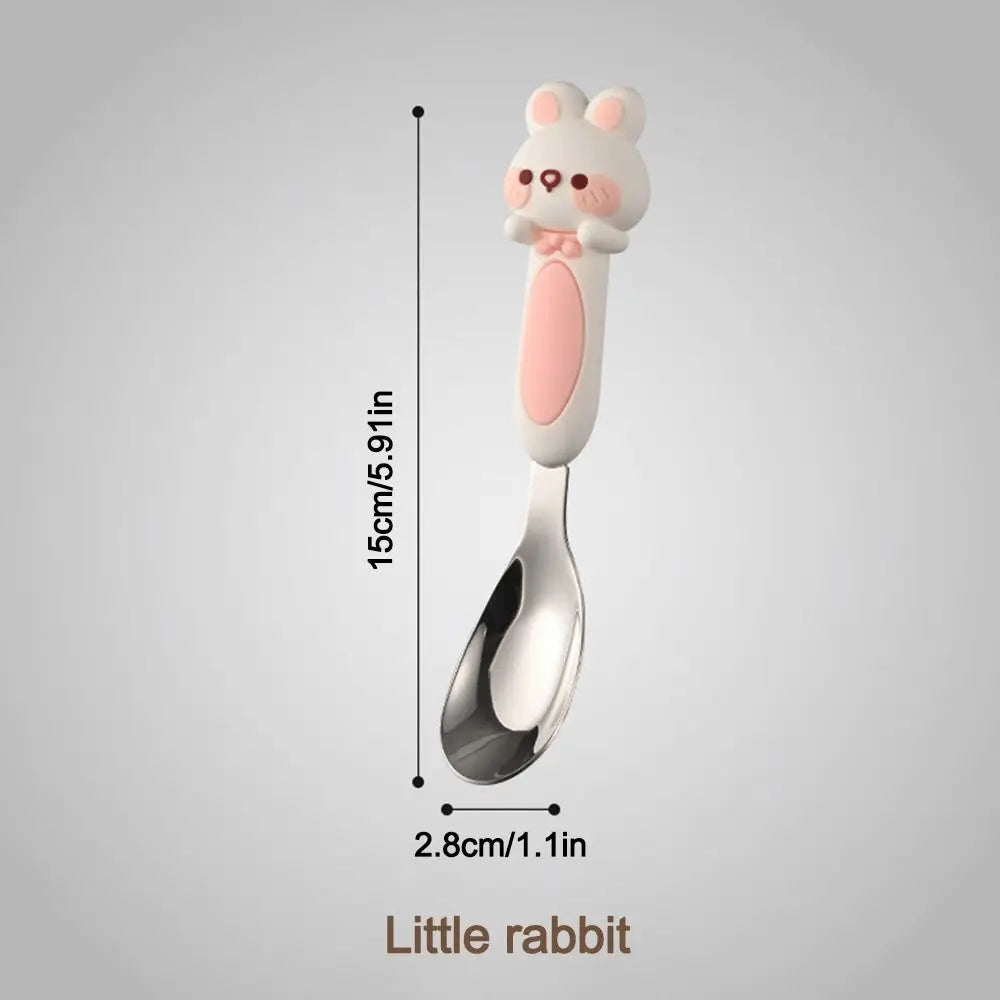 A rabbit designed kawaii spoon against a blue background