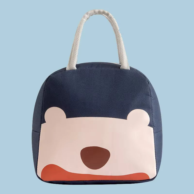 Children's kawaii bag with bear face design on a light blue background