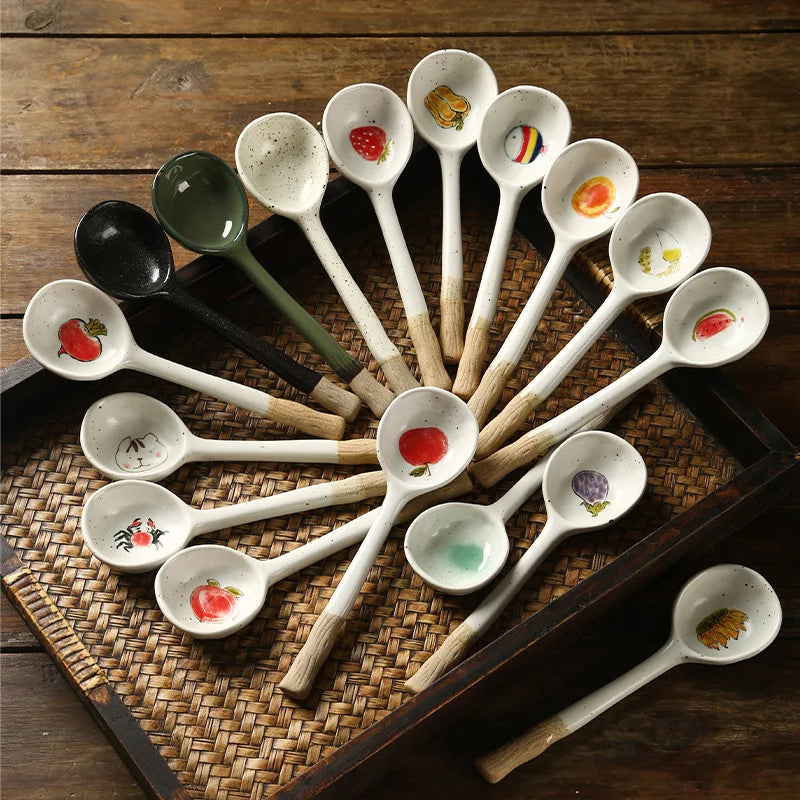 A group of kawaii spoons sitting on the table
