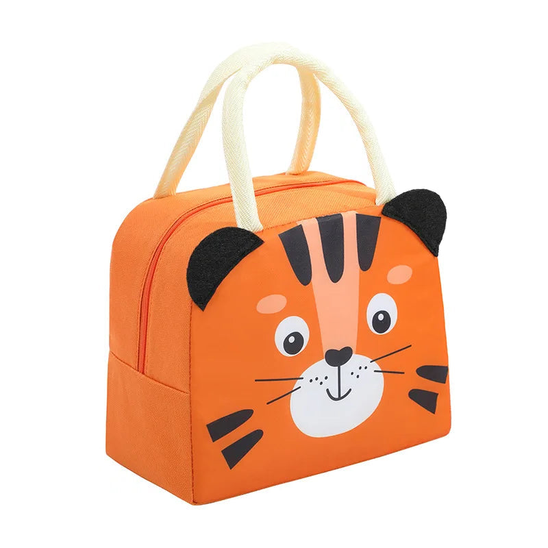Orange kawaii bag with a tiger face design on a white background