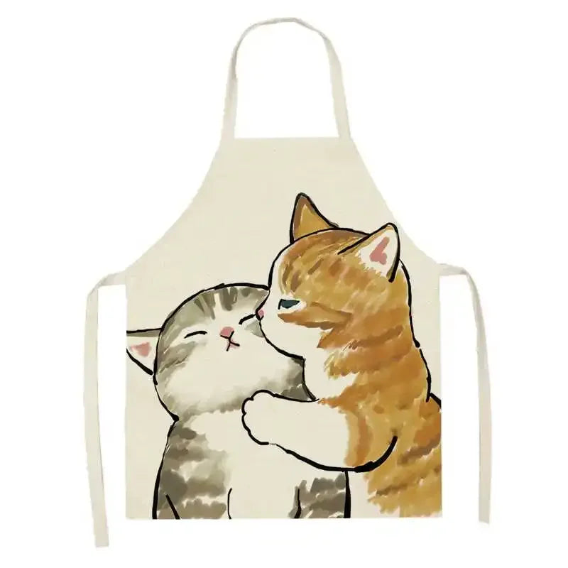 Kawaii apron with cartoon cats design on a white background