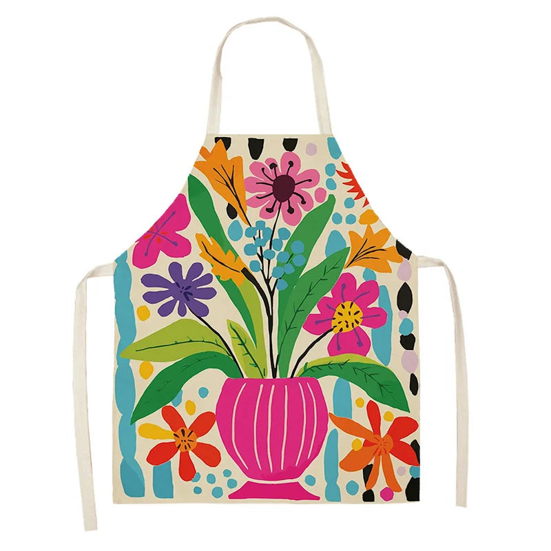 Colorful floral kawaii apron on a white background