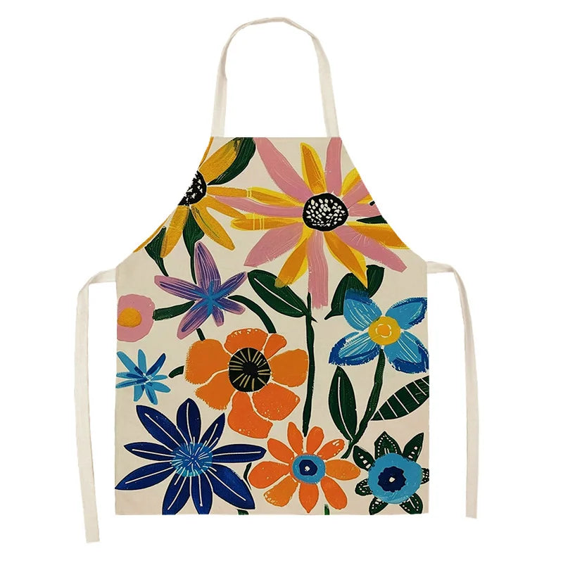 Colorful floral kawaii apron on a white background