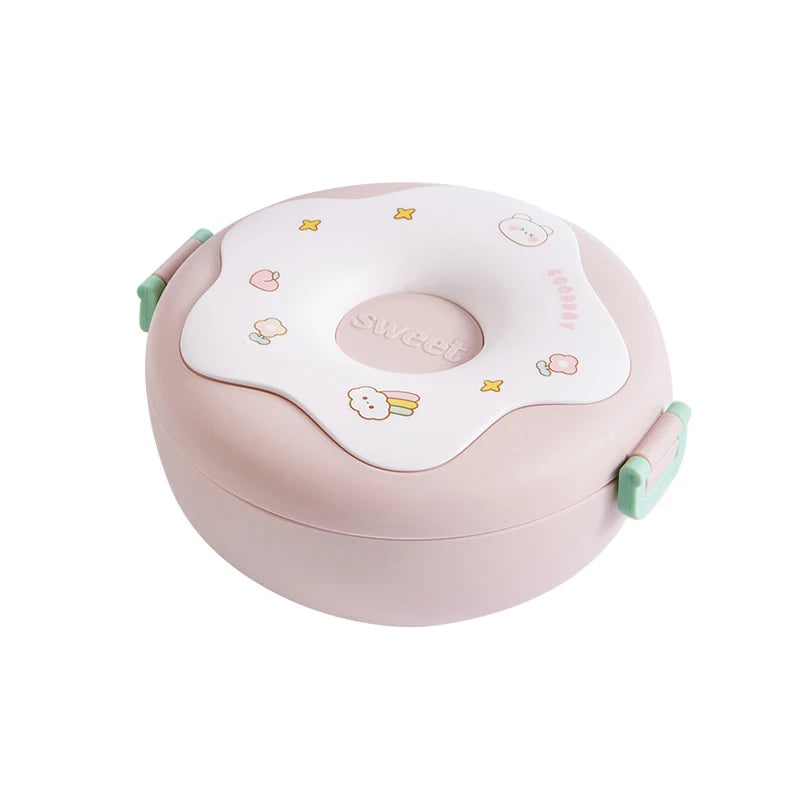 Pink kawaii children's seat with cartoon designs on a white background