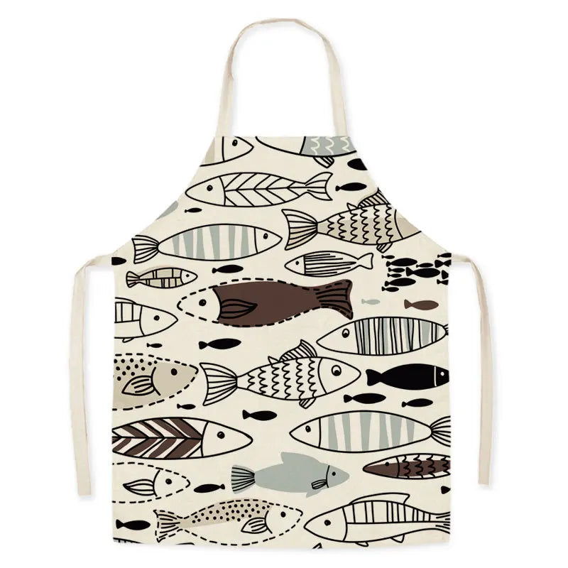 Kawaii apron with fish pattern on a white background