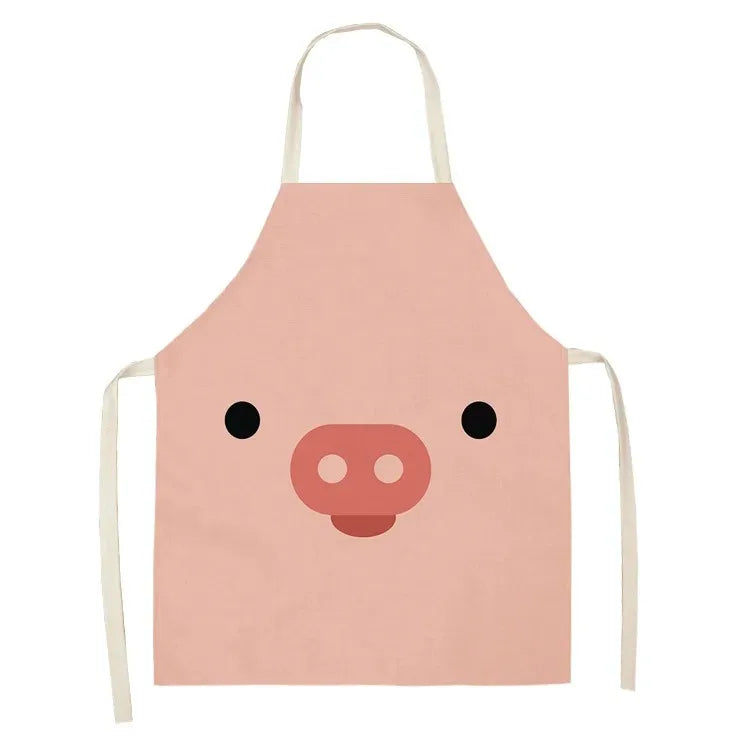 Pink kawaii apron with a pig face design on a white background