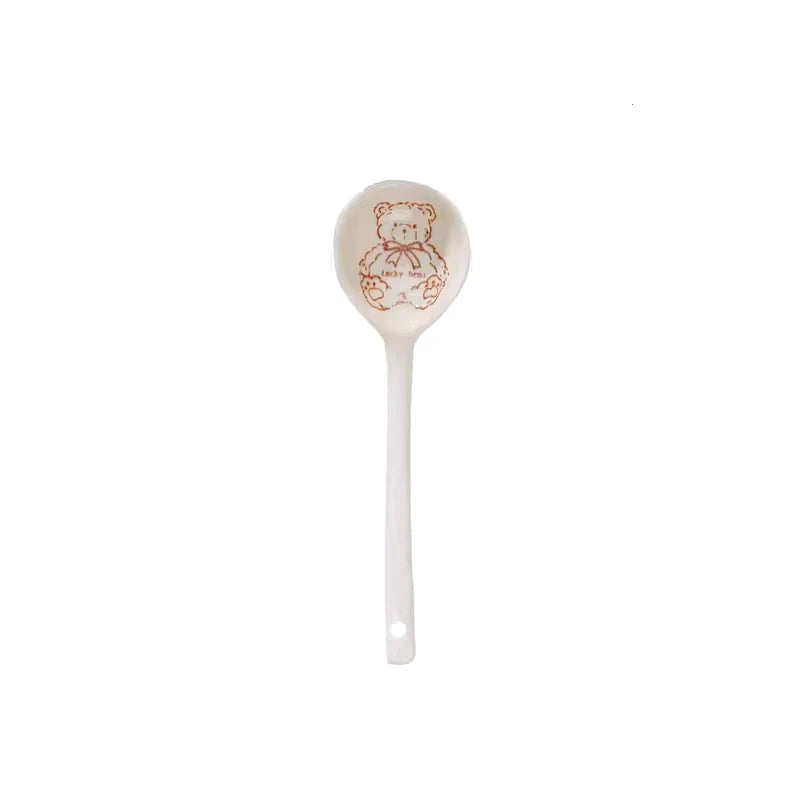 A teddy designed kawaii spoon on a white background