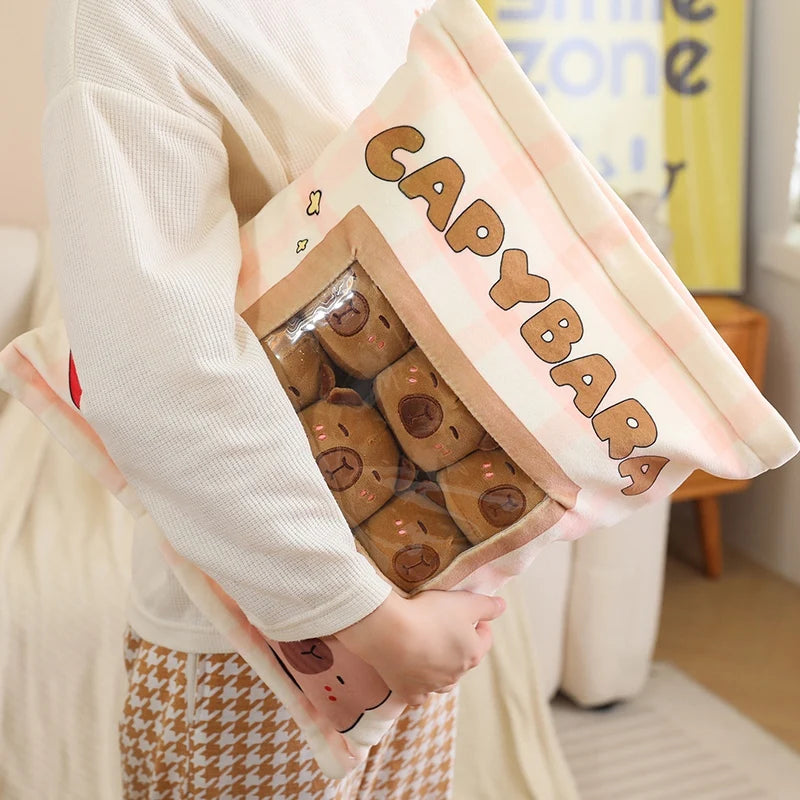 Person holding a box of capybara kawaii themed cookies 