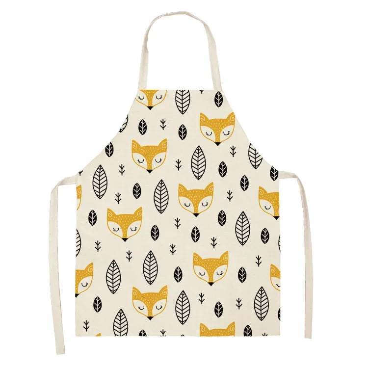 Kawaii apron with fox pattern on a white background